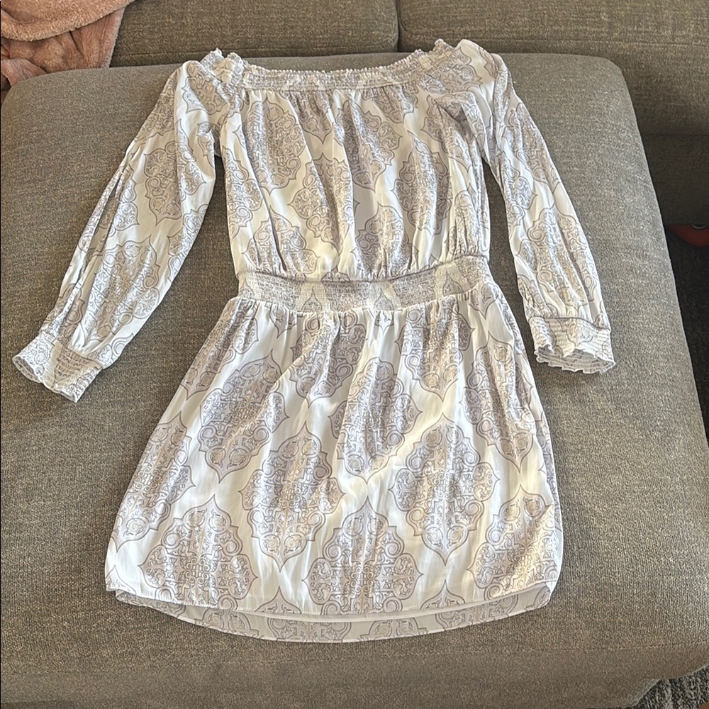 White House Black Market White and Grey dress